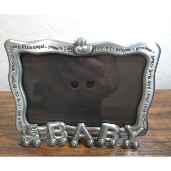 Malden Baby Pewter Picture Frame 3.5" X 5" Photos Train Baby Shower Christening - Picture 1 of 13